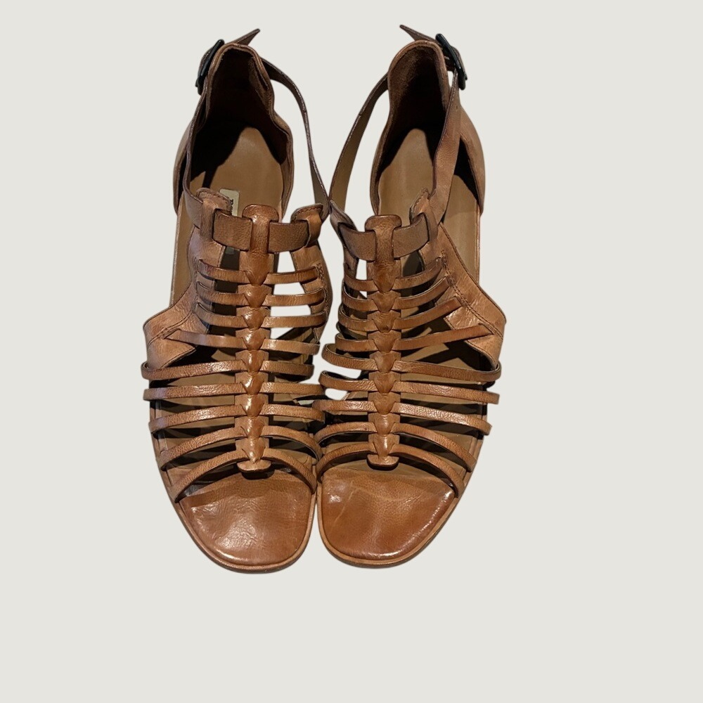 Paul Green Brown Leather Christy Heel Strappy Block Heel Design Sz 9.5 / UK 7 - Picture 13 of 13